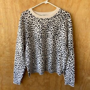 Joie Leopard Print Crew Neck Sweater